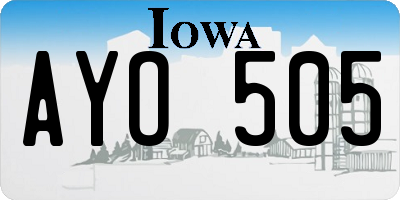 IA license plate AYO505