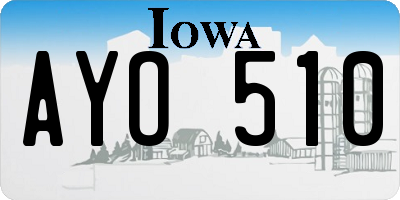 IA license plate AYO510