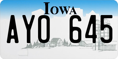 IA license plate AYO645