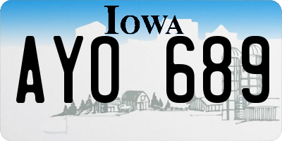 IA license plate AYO689