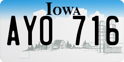 IA license plate AYO716