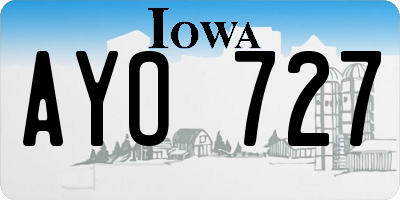 IA license plate AYO727