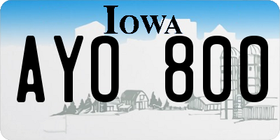 IA license plate AYO800