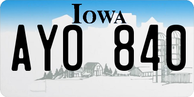 IA license plate AYO840