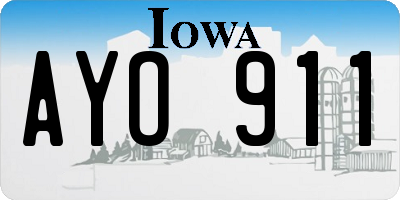 IA license plate AYO911