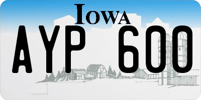 IA license plate AYP600