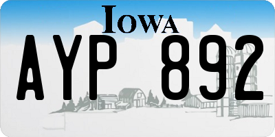 IA license plate AYP892