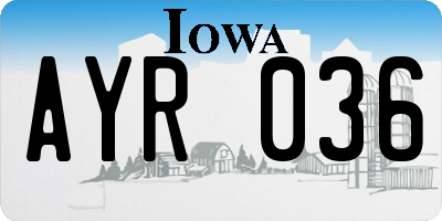 IA license plate AYR036