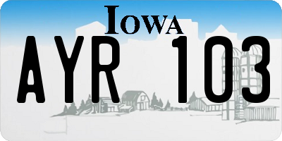 IA license plate AYR103