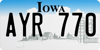 IA license plate AYR770
