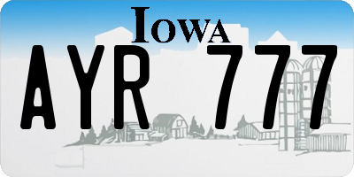 IA license plate AYR777