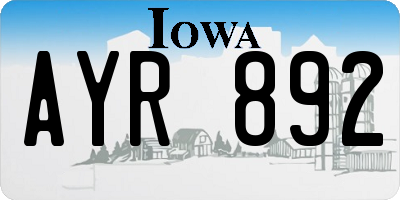 IA license plate AYR892