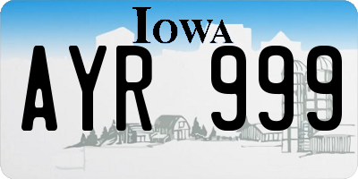IA license plate AYR999