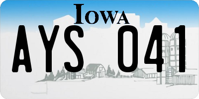 IA license plate AYS041