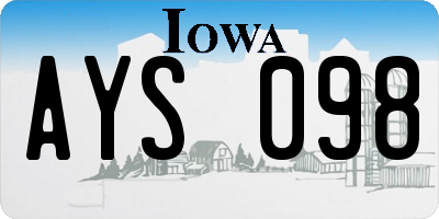 IA license plate AYS098