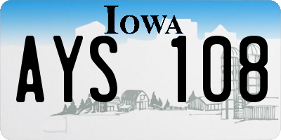 IA license plate AYS108