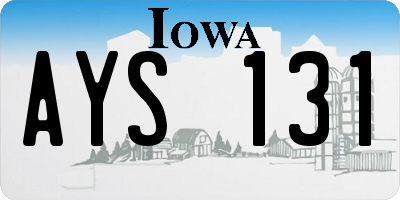 IA license plate AYS131