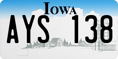 IA license plate AYS138
