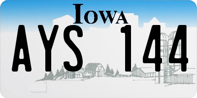 IA license plate AYS144