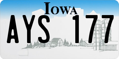 IA license plate AYS177