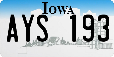 IA license plate AYS193