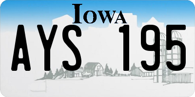 IA license plate AYS195