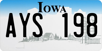 IA license plate AYS198