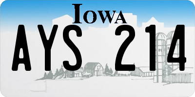 IA license plate AYS214