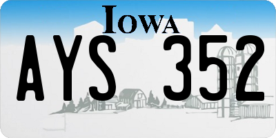 IA license plate AYS352