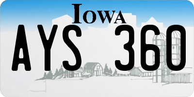 IA license plate AYS360
