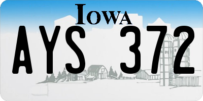 IA license plate AYS372