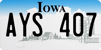 IA license plate AYS407