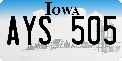 IA license plate AYS505