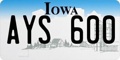 IA license plate AYS600