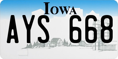IA license plate AYS668