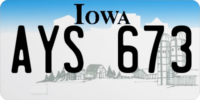 IA license plate AYS673