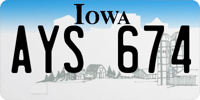 IA license plate AYS674