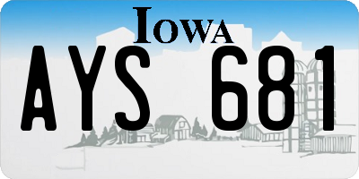IA license plate AYS681
