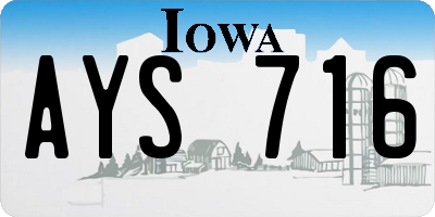 IA license plate AYS716
