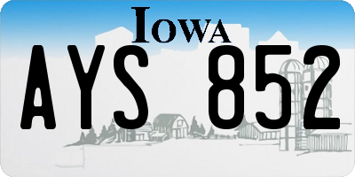 IA license plate AYS852