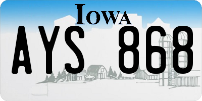 IA license plate AYS868