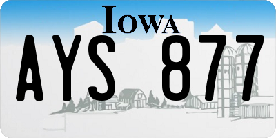 IA license plate AYS877