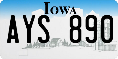 IA license plate AYS890