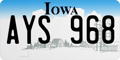 IA license plate AYS968