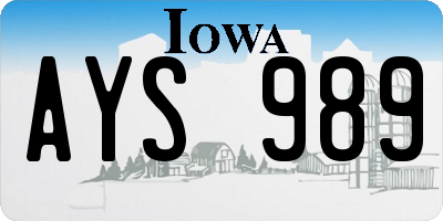 IA license plate AYS989
