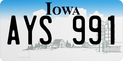 IA license plate AYS991