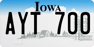 IA license plate AYT700
