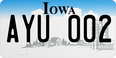 IA license plate AYU002