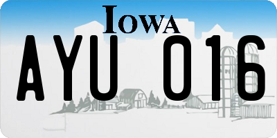 IA license plate AYU016