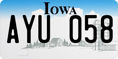 IA license plate AYU058